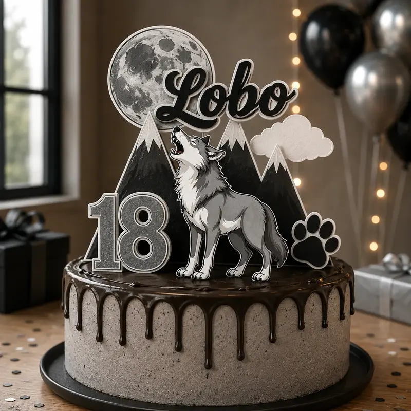 Topo de Bolo - Tema: Lobo
