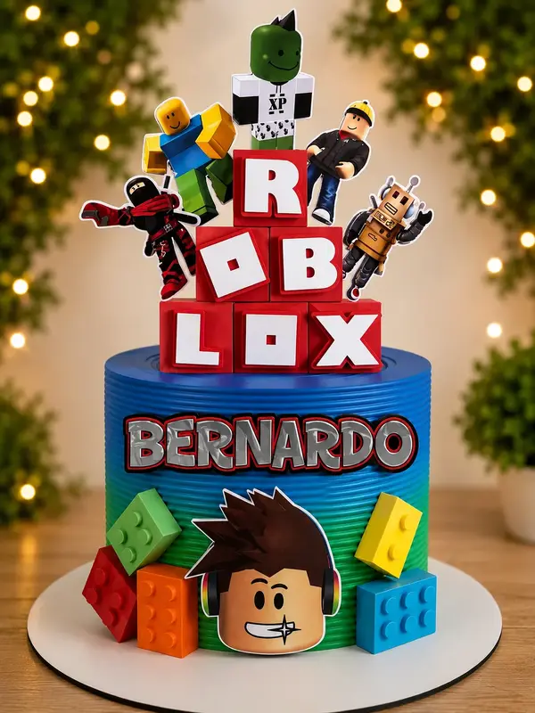Topo de Bolo – Tema: Roblox