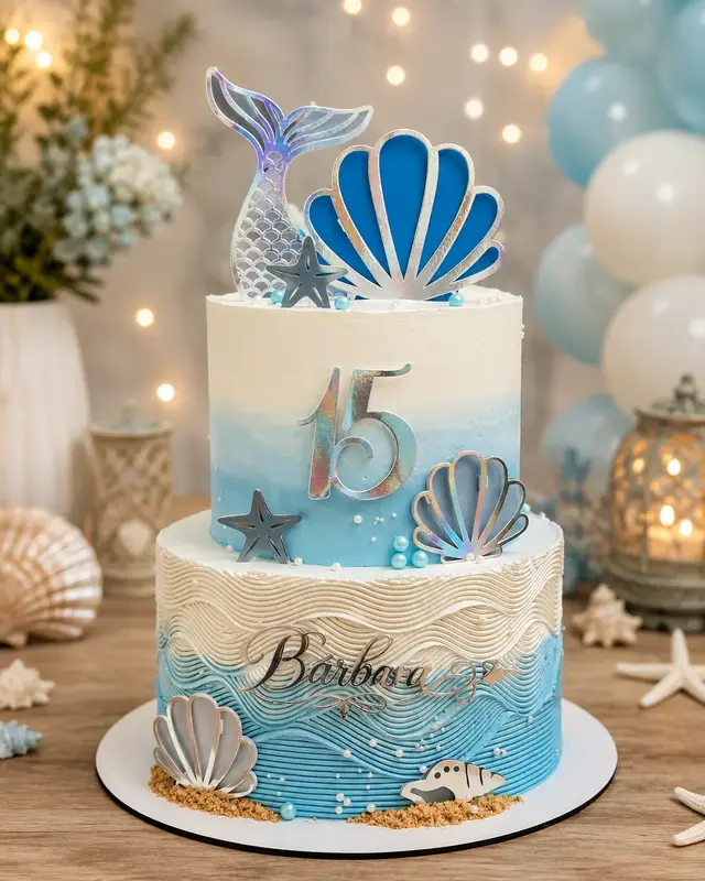 Topo de Bolo 15 Anos – Tema: Sereia