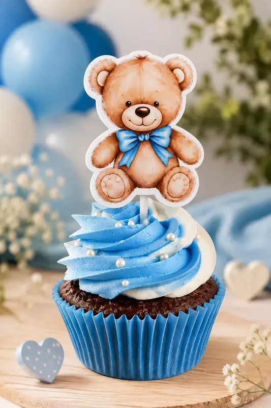Topo para Cupcake Simples - Tema: Ursinho