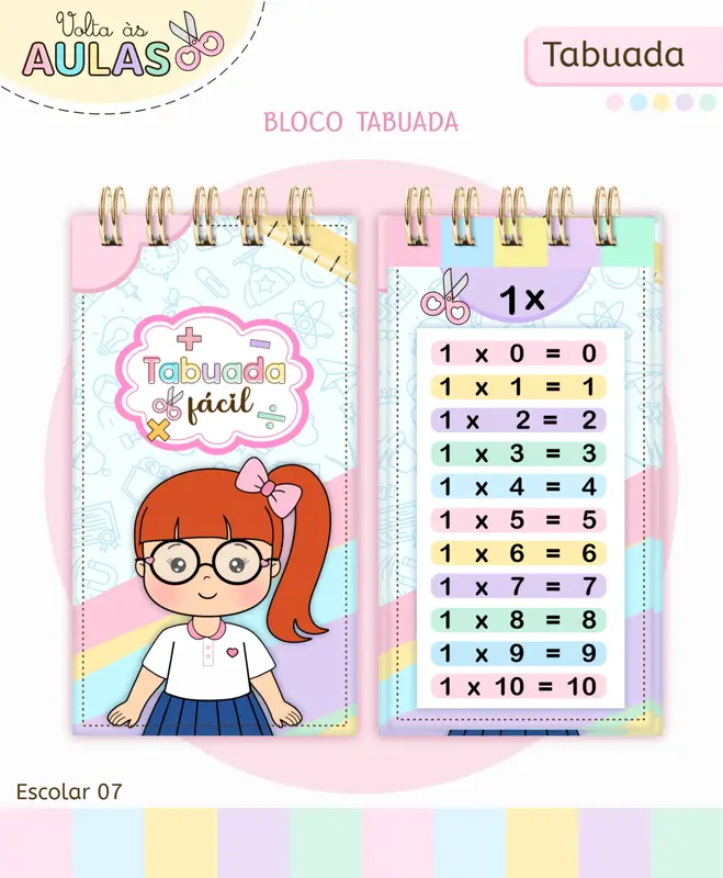 Tabuada Completa Infantil Personalizada (Adição, Subtração, Multiplicação e Divisão)