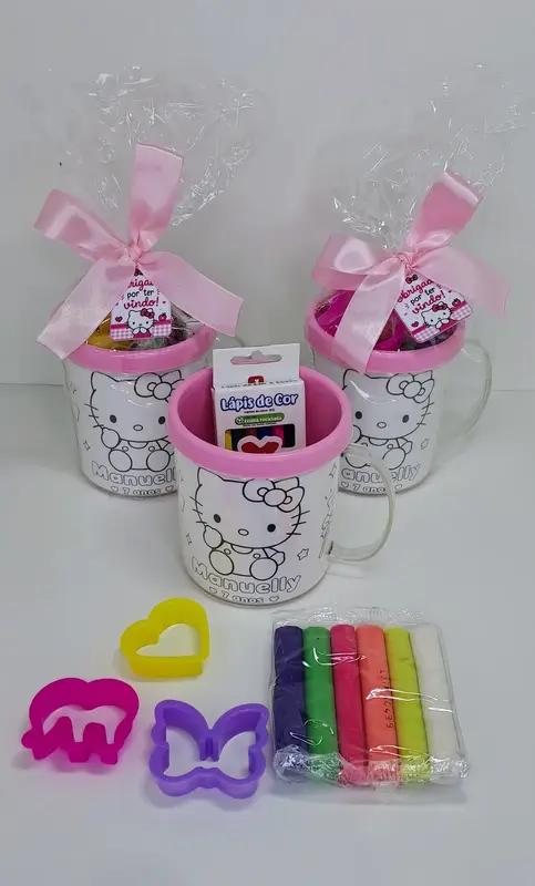 Caneca Infantil para Colorir + Kit Massinha