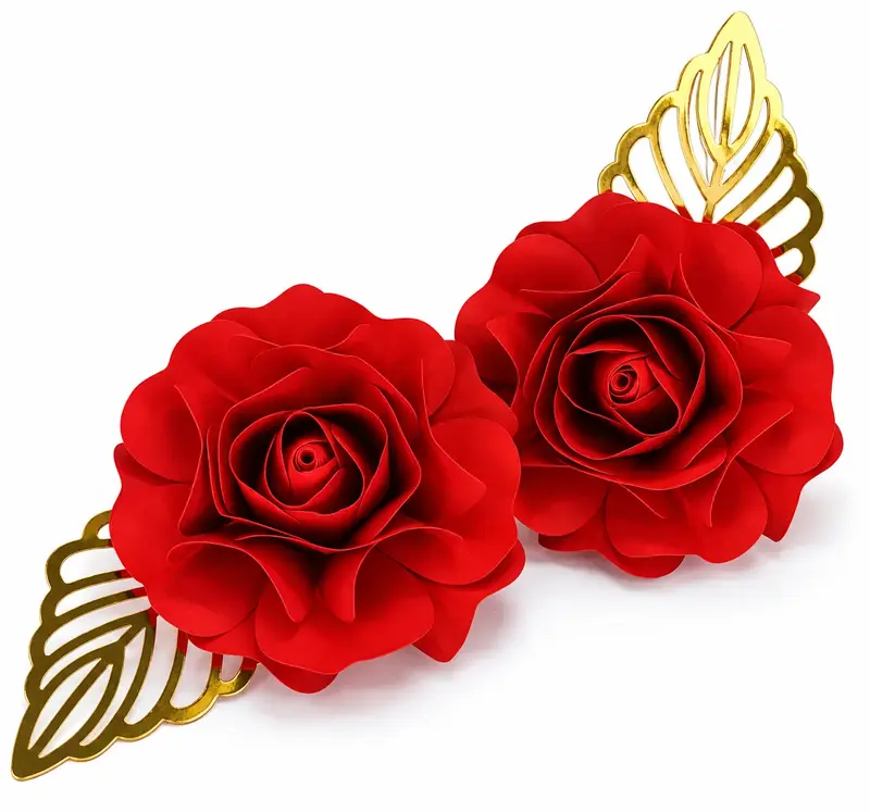 Kit 2 Flores de Papel 7 cm com Folhagens